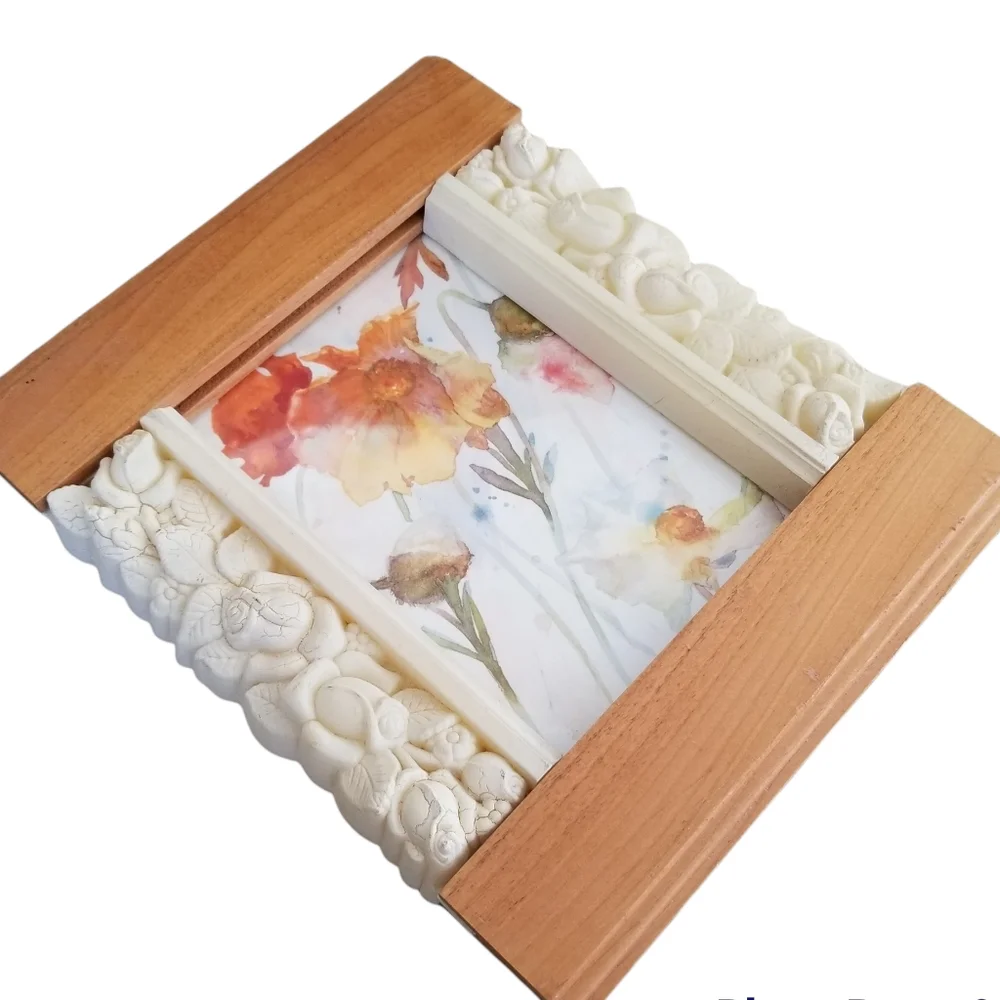 Natural Wood and Acrylic Roses 4 1/2 x 3
